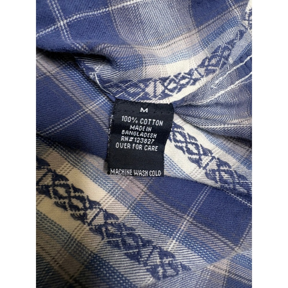 Drill Clothing Co Mens Blue Plaid Western Long Sleeve Button Down Shirt Size M - Picture 8 of 8